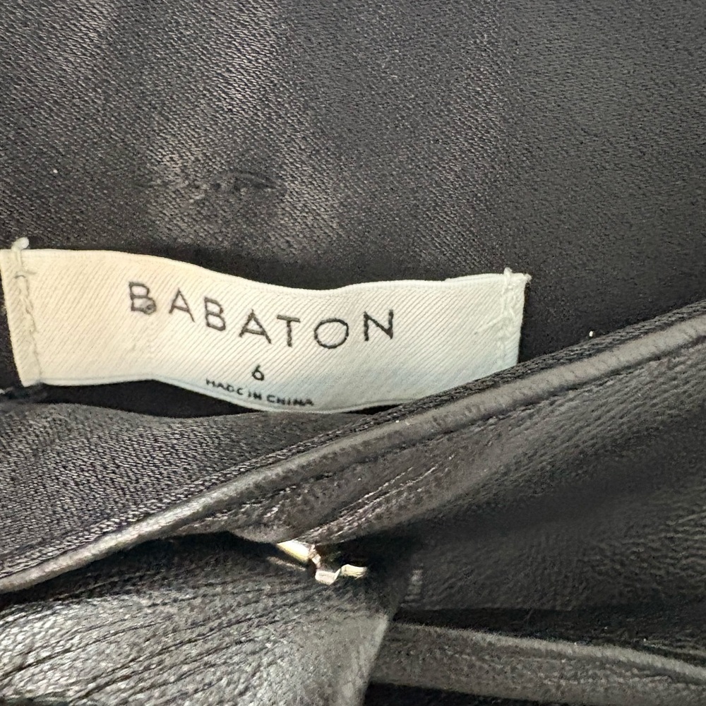 (51)Babaton Aritzia Black Pleather Paper Bag waist with belt, pockets. - Picture 4 of 7